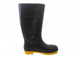 balck/yellow pvc safety rain boots